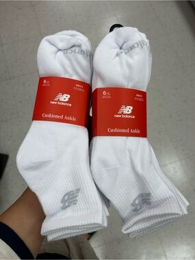New Balance Men's Cushioned Ankle Socks - White (12 Pack)